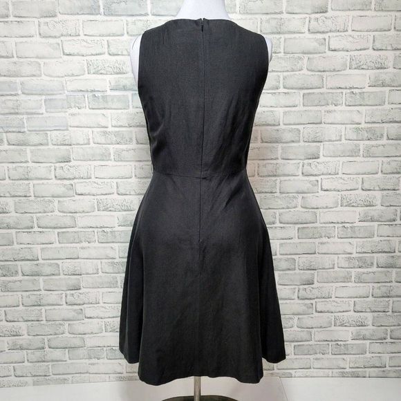 YL by Yair Womens 10 Linen Blend V-neck Sleeveless Fit Flare Faux Button Dress - Picture 6 of 9